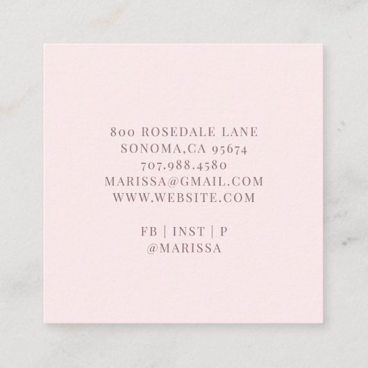 Monogram en kookbakkerij vierkante visitekaartje (Achterkant)