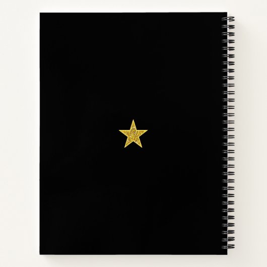 Monogram en Laurel op zwart Notitieboek (Achterkant)