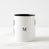 Monogram en leuke zwarte kat tweekleurige koffiemok (Center)