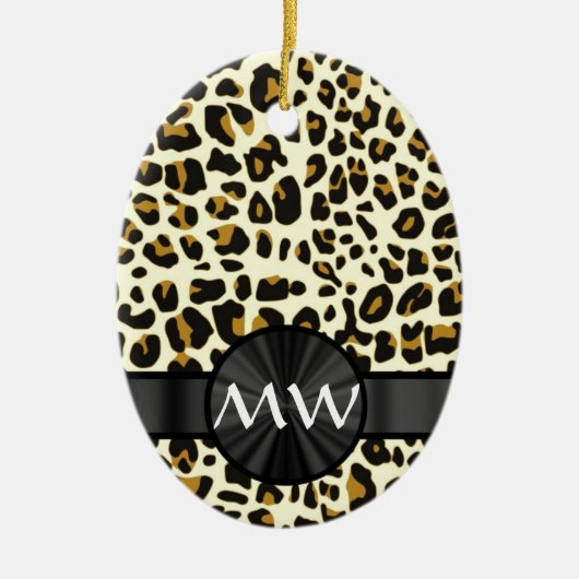 Monogram en luipaard keramisch ornament (Voorkant)