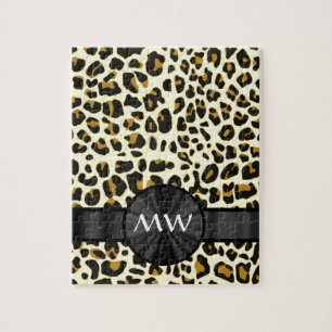 Monogram en luipaard legpuzzel