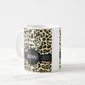 Monogram en luipaardprint koffiemok (Voorkant links)