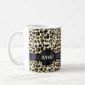 Monogram en luipaardprint koffiemok (Links)