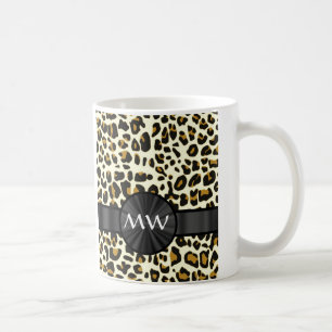 Monogram en luipaardprint koffiemok