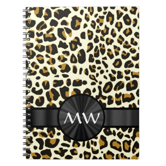 Monogram en luipaardprint notitieboek (Voorkant)