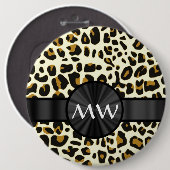 Monogram en luipaardprint ronde button 6,0 cm (Voorkant /achterkant)
