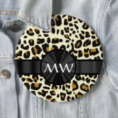 Monogram en luipaardprint ronde button 6,0 cm (In situ)