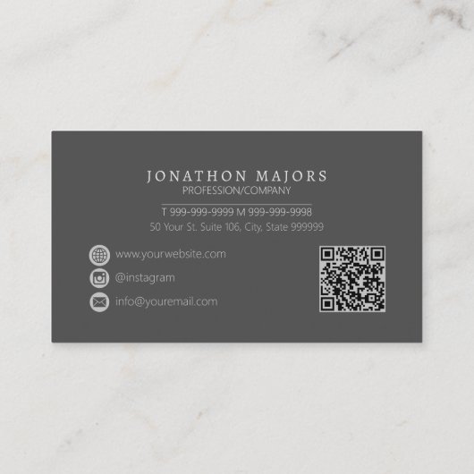 Monogram en Metaal Polygoon Houtskool Grijs ID1039 Visitekaartje (Achterkant)