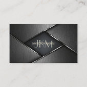 Monogram en Metaal Polygoon Houtskool Grijs ID1039 Visitekaartje (Voorkant)