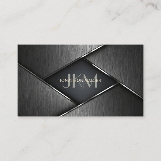 Monogram en Metaal Polygoon Houtskool Grijs ID1039 Visitekaartje (Voorkant)