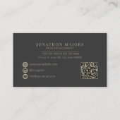 Monogram en Metaalhoeken Charcoal Grijs ID1040 Visitekaartje (Achterkant)