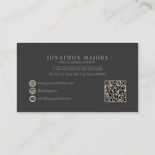 Monogram en Metaalhoeken Charcoal Grijs ID1040 Visitekaartje (Achterkant)