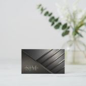 Monogram en Metaalhoeken Charcoal Grijs ID1040 Visitekaartje (Staand voorkant)