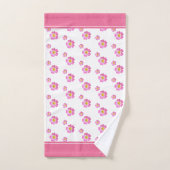 Monogram en mooie roze bloemen op wit bad handdoek (Handdoek)