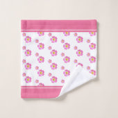 Monogram en mooie roze bloemen op wit bad handdoek (Wasdoekje)