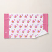 Monogram en mooie roze bloemen op wit bad handdoek (Handdoek)
