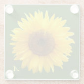 Monogram en mooie zonnebloem op groen bos glazen onderzetter (Achterkant)