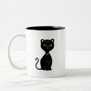 Monogram en Mooie Zwarte Kat Tweekleurige Koffiemok