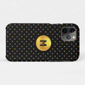 Monogram en multicolverkleurde sterren op zwart Case-Mate iPhone case (Achterkant (horizontaal))