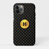 Monogram en multicolverkleurde sterren op zwart Case-Mate iPhone case (Achterkant)