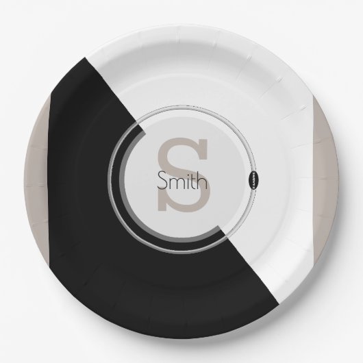 Monogram en naam Afzetbaar grafisch Bord blokkeren (Voorkant)