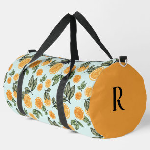 Monogram en naam Aqua en Oranje fruitplakken Plunjezak