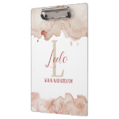 Monogram en naam Bevestiging Waterverf Roze Klembord (Links)