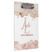 Monogram en naam Bevestiging Waterverf Roze Klembord (Rechts)