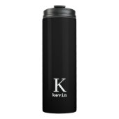 Monogram en naam gepersonaliseerd zwart en wit thermosbeker (Voorkant)