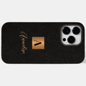 Monogram en naam gepersonaliseerd zwart goud Case-Mate iPhone case (Achterkant (horizontaal))