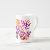 Monogram en Naam Gepersonaliseerde bloemen Porselein Kop (Voorkant rechts)