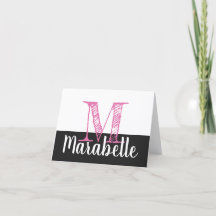 Monogram en naam gevouwen notitieboekje Kaart