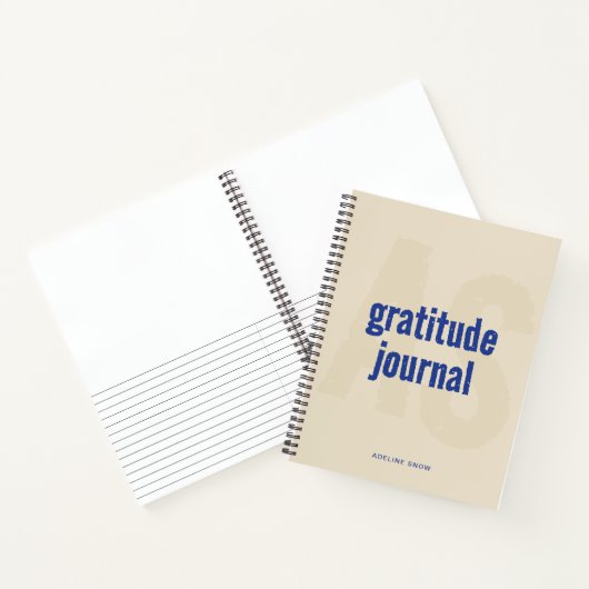 Monogram en Naam Gratitude Journal (blauw) Notitieboek (Binnen)