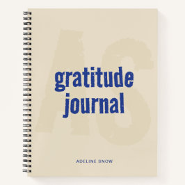 Monogram en Naam Gratitude Journal (blauw) Notitieboek