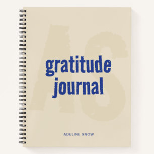 Monogram en Naam Gratitude Journal (blauw) Notitieboek