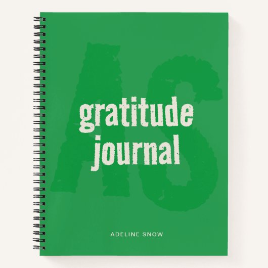 Monogram en Naam Gratitude Journal (groen) Notitieboek (Voorkant)