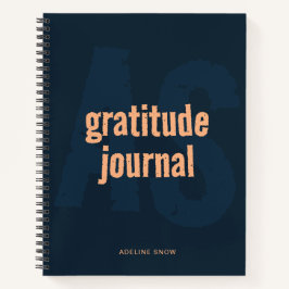Monogram en Naam Gratitude Journal (marine) Notitieboek
