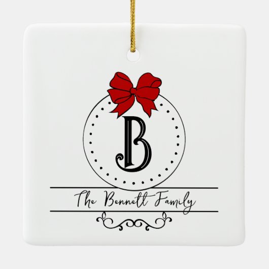 Monogram en naam keramisch ornament (Achterkant)