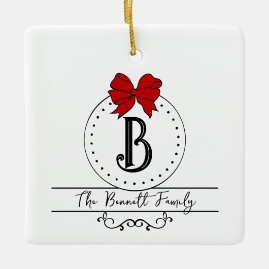 Monogram en naam keramisch ornament (Voorkant)