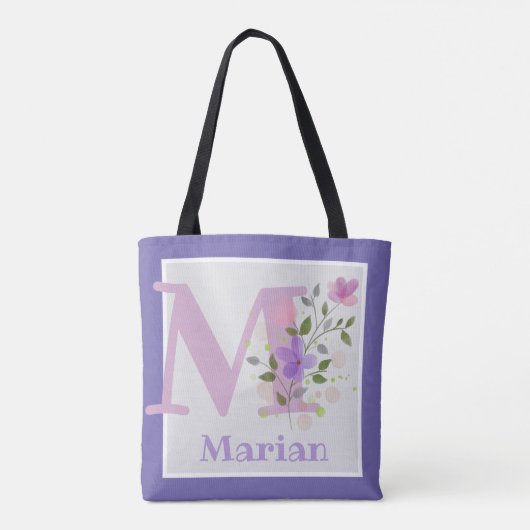Monogram en naam Marian met bloemen Tote Bag (Achterkant)