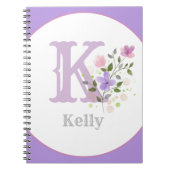 Monogram en naam met bloemen notitieboek (Voorkant)