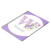Monogram en naam met bloemen notitieboek (Linkerzijde)