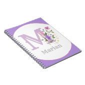 Monogram en naam met bloemen notitieboek (Rechterzijde)