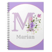 Monogram en naam met bloemen notitieboek (Voorkant)