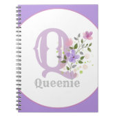 Monogram en naam met bloemen notitieboek (Voorkant)