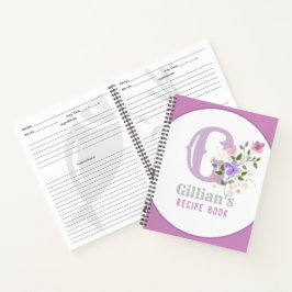 Monogram en naam met bloemen notitieboek