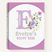 Monogram en naam met bloemen notitieboek (Voorkant)