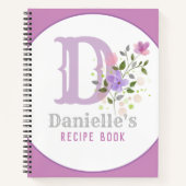 Monogram en naam met bloemen notitieboek (Voorkant)