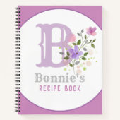 Monogram en naam met bloemen notitieboek (Voorkant)