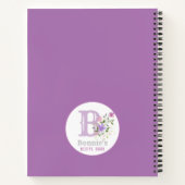 Monogram en naam met bloemen notitieboek (Achterkant)
